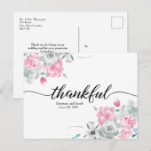 Boho Chic Pink Weiße Hochzeit mit Blumen Ankündigungspostkarte (Vorne/Hinten)