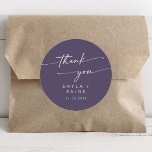 Boho Chic Plum Lila Danke Gastgeschenk Hochzeit Runder Aufkleber