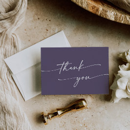 Boho Chic Plum Lila Flat Wedding Dankeskarte