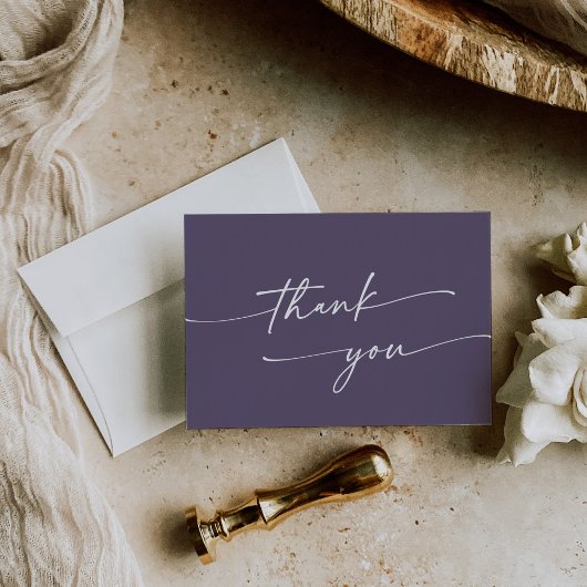 Boho Chic Plum Lila Flat Wedding Dankeskarte