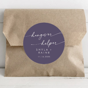 Boho Chic Plum Lila Hangover Helper Favor Runder Aufkleber