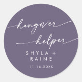 Boho Chic Plum Lila Hangover Helper Favor Runder Aufkleber (Vorderseite)