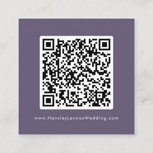 Boho Chic Plum Lila Hochzeit QR Code UAWG Begleitkarte (Rückseite)