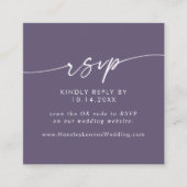 Boho Chic Plum Lila Hochzeit QR Code UAWG Begleitkarte (Vorderseite)