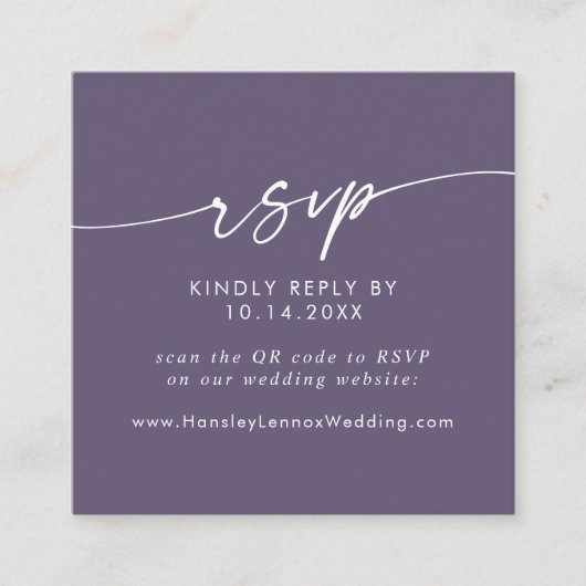 Boho Chic Plum Lila Hochzeit QR Code UAWG Begleitkarte (Vorderseite)
