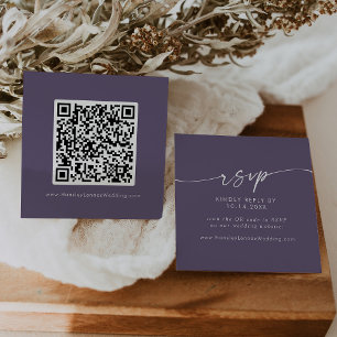 Boho Chic Plum Lila Hochzeit QR Code UAWG Begleitkarte