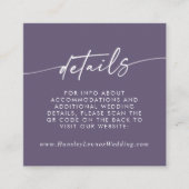 Boho Chic Plum Lila Hochzeitsstichtencode - Detail Begleitkarte (Vorderseite)
