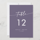 Boho Chic Plum Lila Hochzeitsstipps-Tischnummern Einladung (Vorderseite)