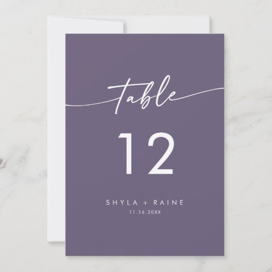 Boho Chic Plum Lila Hochzeitsstipps-Tischnummern Einladung (Vorderseite)