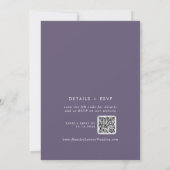 Boho Chic Plum Lila Monogram QR Code Hochzeit Einladung (Rückseite)