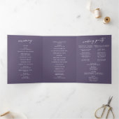 Boho Chic Plum Lila Monogram Wedding Dreifach-gefaltete Programmkarte (Innenseite)
