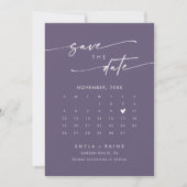 Boho Chic Plum Lila QR Code Foto Calendar Save The Date (Vorderseite)