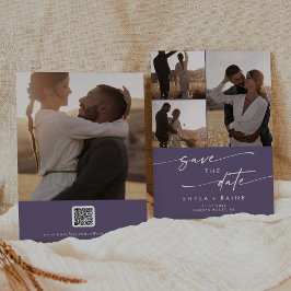 Boho Chic Plum Lila QR-Code für Multi-Foto Save The Date