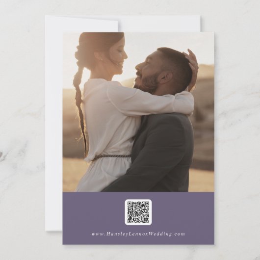 Boho Chic Plum Lila QR-Code für Multi-Foto Save The Date (Rückseite)