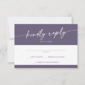 Boho Chic Plum Lila Simple Wedding RSVP Karte (Vorderseite)
