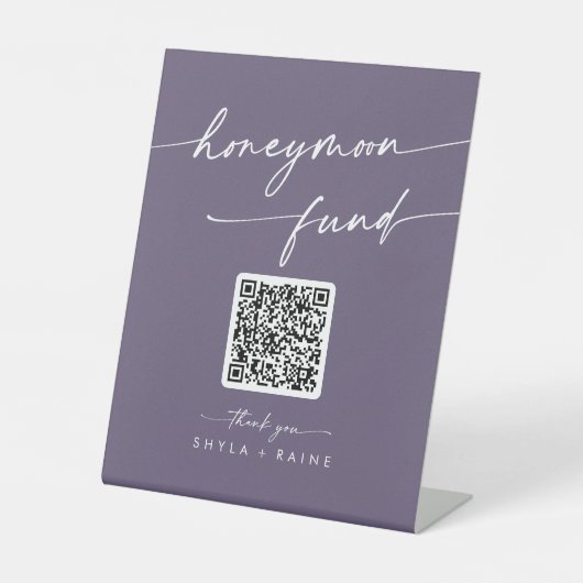 Boho Chic Plum Lila Wedding Honeymoon Fund Sockelschild (Vorderseite)