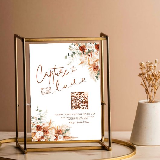 Boho-Chic QR Code Skript Capture die Liebe Hochzei Poster