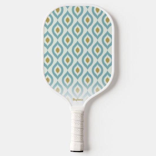 Boho Chic Quatrefolienmuster Personalisierter Text Pickleball Schläger (Rückseite)