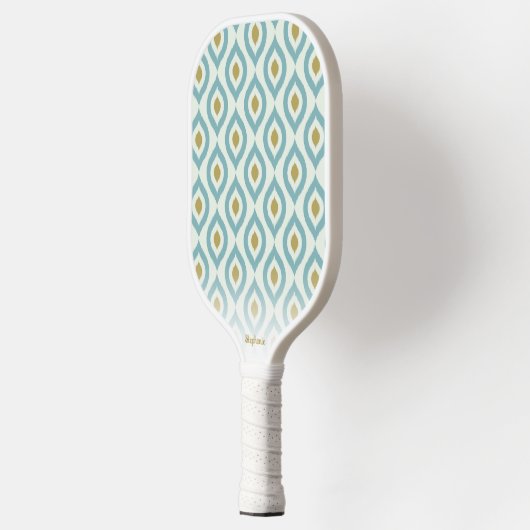 Boho Chic Quatrefolienmuster Personalisierter Text Pickleball Schläger (Links)