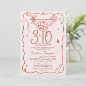 Boho chic quirky whimsical scribbles 30 Geburtstag Einladung (Stehend Vorderseite)