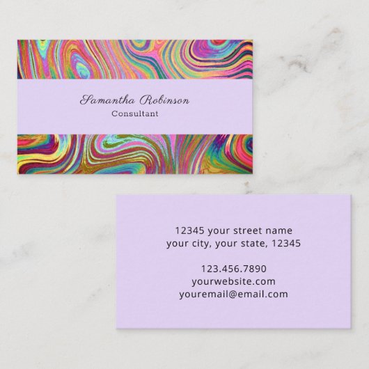 Boho Chic Rainbow Lavender Swirbeln Abstrakt Visitenkarte (Vorne/Hinten)