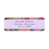 Boho Chic Rainbow Lavender Swirling Rücksendeadres (Vorne)