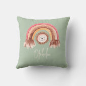 Boho Chic Rainbow Lion Baby Name Sage Kissen (Rückseite)