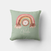 Boho Chic Rainbow Lion Baby Name Sage Kissen (Vorderseite)