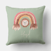 Boho Chic Rainbow Lion Baby Name Terracotta Kissen (Rückseite)