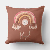 Boho Chic Rainbow Lion Baby Name Terracotta Kissen (Vorderseite)