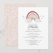 Boho Chic Rainbow Script Baby Dusche Einladung (Vorne/Hinten)