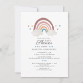 Boho Chic Rainbow Script Baby Dusche Einladung (Vorderseite)