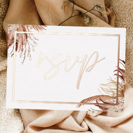 Boho Chic Real Rose Gold Foil Wedding RSVP Folieneinladung
