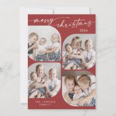 Boho Chic Red Family Multi Foto Weihnachten (Vorderseite)