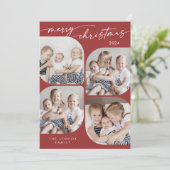 Boho Chic Red Family Multi Foto Weihnachten (Stehend Vorderseite)