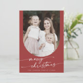 Boho Chic Red Foto Boho Feiertagskarte (Stehend Vorderseite)