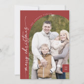 Boho Chic Red Foto Moderne frohe Weihnachten (Vorderseite)