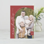 Boho Chic Red Foto Moderne frohe Weihnachten (Stehend Vorderseite)