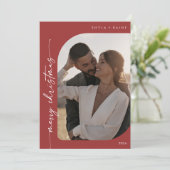 Boho Chic Red Foto Simple Frohe Weihnachten (Stehend Vorderseite)