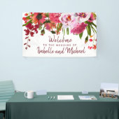 Boho Chic Red Hydrangea, Pink Rose Wedding Willkom Banner (Messeveranstaltung)