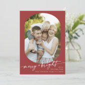 Boho Chic Red Merry Bright Foto Weihnachten (Stehend Vorderseite)