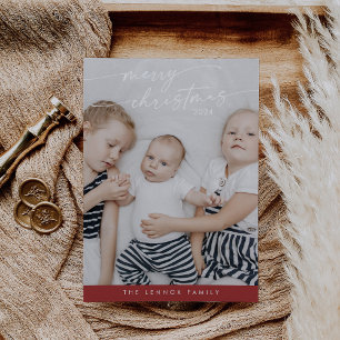 Boho Chic Red Niedlich Einzigartiges Foto Weihnach Feiertagskarte