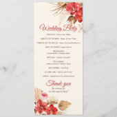Boho chic Red Orchid Fall Custom Wedding Programm (Rückseite)
