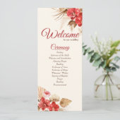 Boho chic Red Orchid Fall Custom Wedding Programm (Stehend Vorderseite)