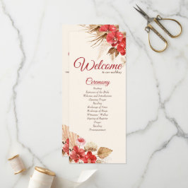 Boho chic Red Orchid Fall Custom Wedding Programm