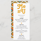 Boho Chic Retro 70er Hochzeit Menükarte (Vorne/Hinten)