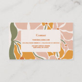 Boho Chic Retro Blumenmuster Visitenkarte (Rückseite)