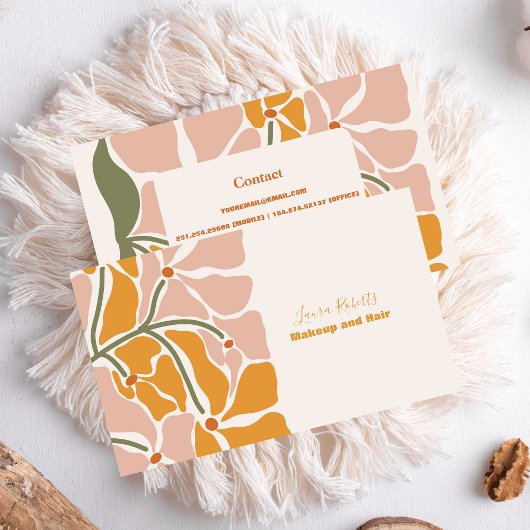 Boho Chic Retro Blumenmuster Visitenkarte