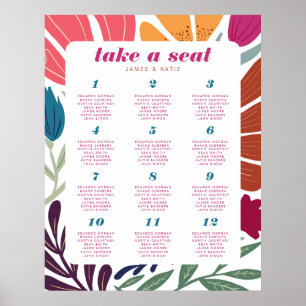 Boho Chic Retro Blumentisch Hochzeitstisch Poster