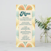 Boho Chic Retro farbenfrohe blumenreiche Hochzeit Menükarte (Stehend Vorderseite)